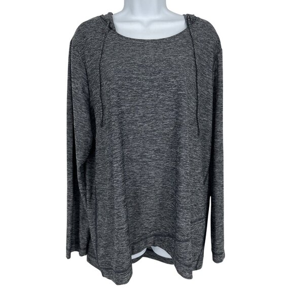 Chicos Weekends Gray Long Sleeve Lightweight Hoodie Top Women's Size 3 US XL - Picture 1 of 9